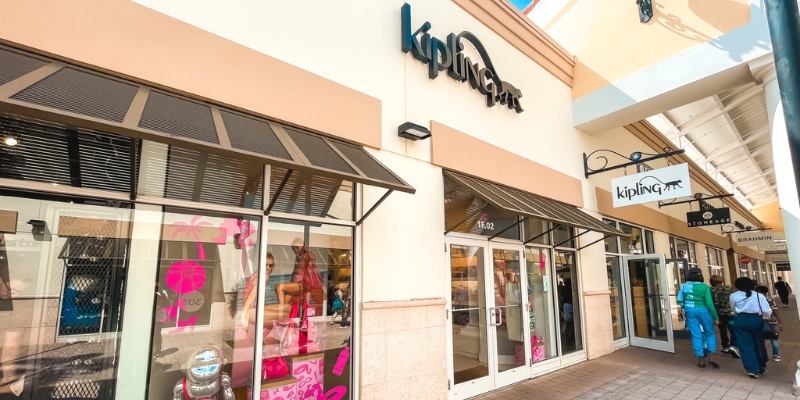 Kipling storefront at Orlando International Premium Outlets, representing shopping options during Orlando Holiday.