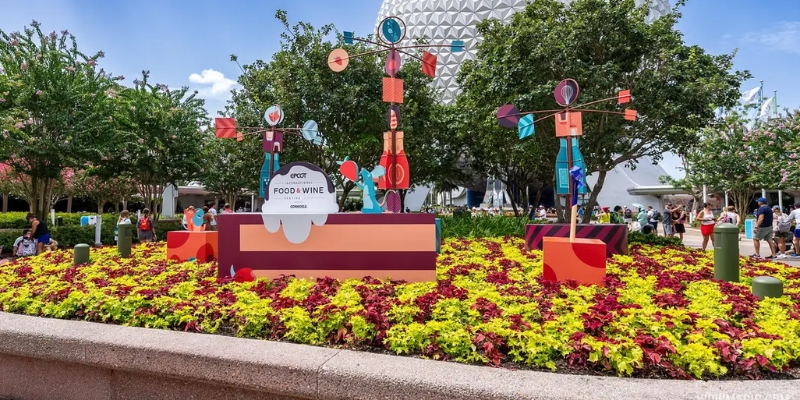 Epcot's Garden of the Future, highlighting modern horticulture amidst the festive atmosphere of the Food & Wine Festival Winter Holidays.